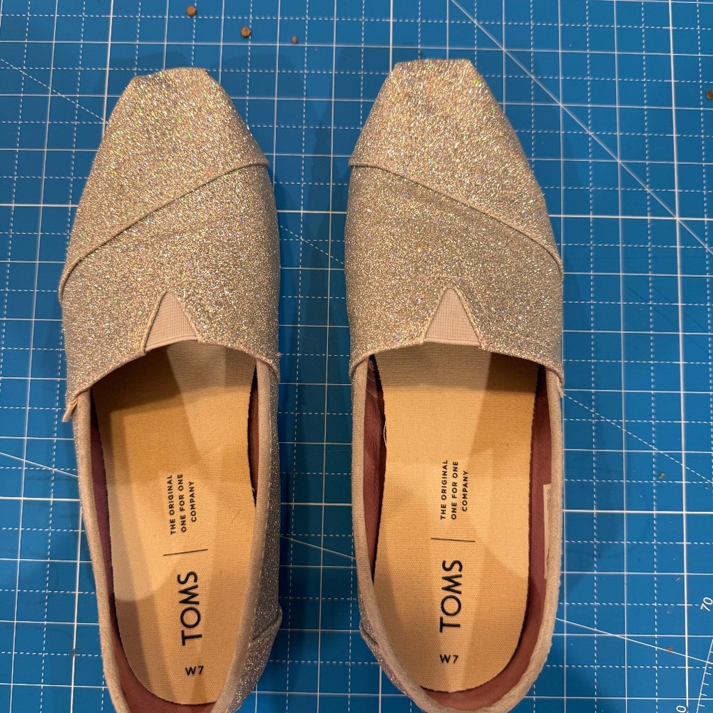 Tom’s Holographic Glitter flats
